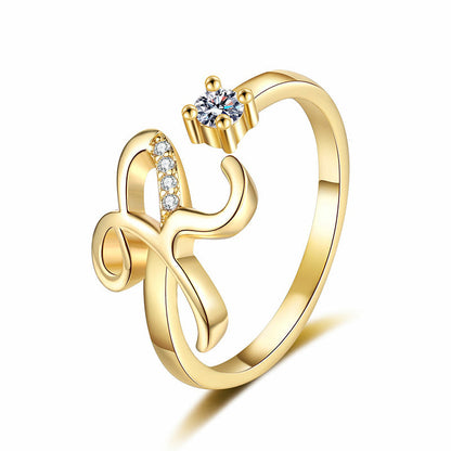 💍Adjustable Sparkle Initial Ring for Women💕