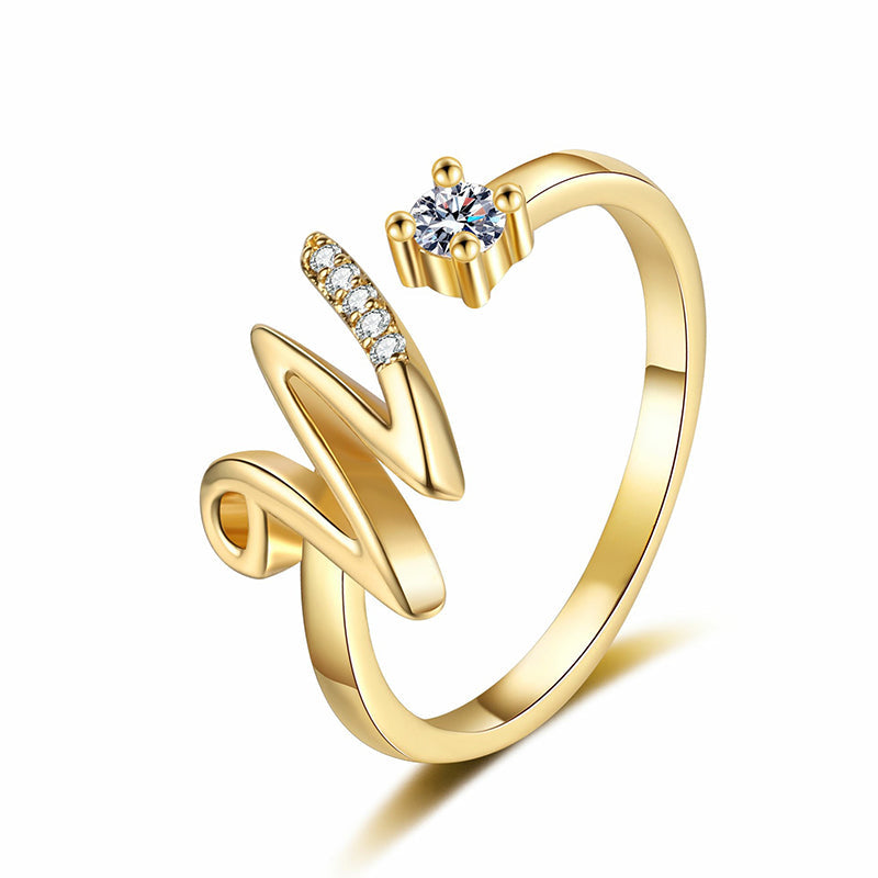 💍Adjustable Sparkle Initial Ring for Women💕