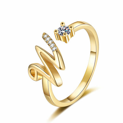 💍Adjustable Sparkle Initial Ring for Women💕