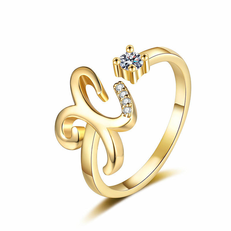 💍Adjustable Sparkle Initial Ring for Women💕
