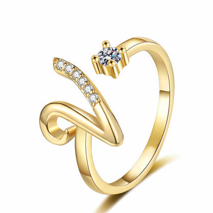 💍Adjustable Sparkle Initial Ring for Women💕