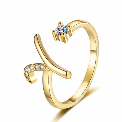 💍Adjustable Sparkle Initial Ring for Women💕