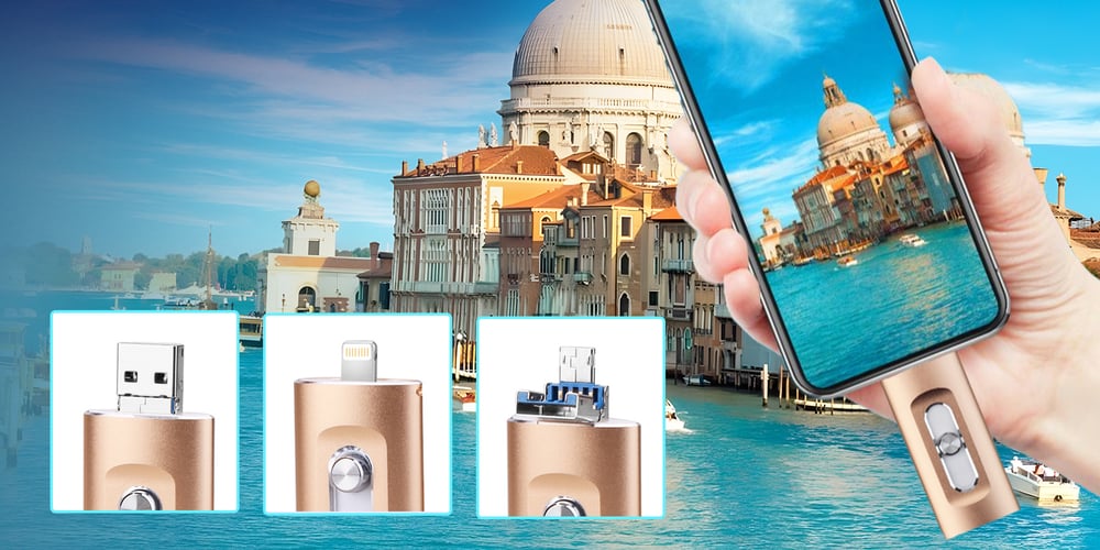 ✨3-in-1 High-Capacity USB Drive with Fingerprint Security（for iPhone）